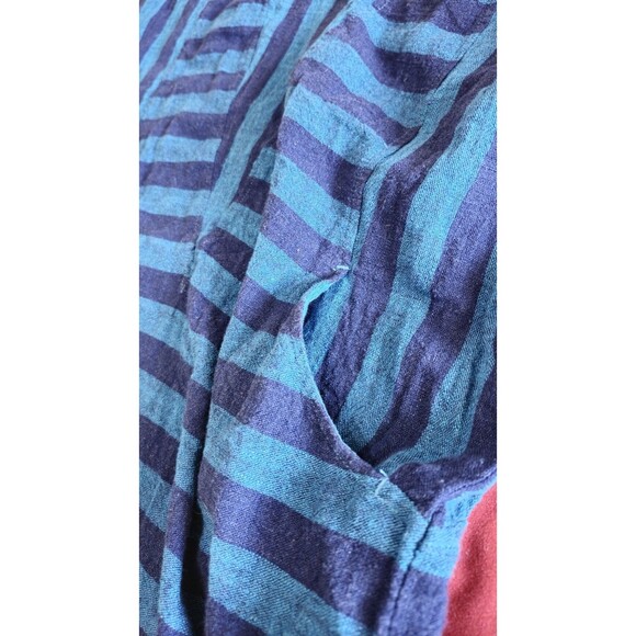 Soft Surroundings Women Blue Striped Sunset Cold Shoulder Linen Tunic Top Med - Picture 3 of 9